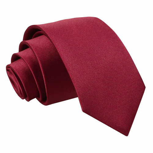 Plain Satin Classic Tie - Boys - Burgundy