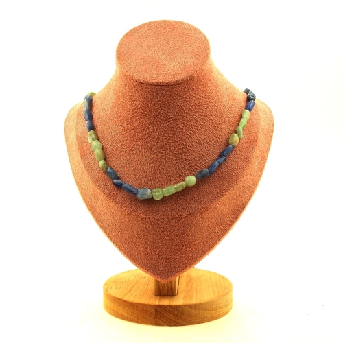 Blue Kyanite from Brazil + Green Kyanite from Brazil beads necklace.