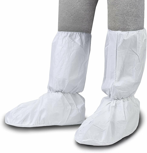 Disposable Shoe Covers. Pack of 50 White Microporous Boot Covers 15" x