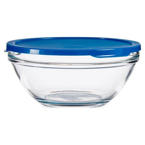 Round Lunch Box with Lid Blue Transparent 23,7 x 10,1 x 23,7 cm