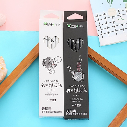 4 pcs cartoon wood pencil Standard black lead