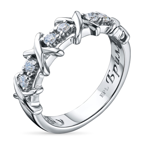 Sterling Silver Ring with 6 Round-Cut Lab-Created Diamonds 0.253 CT.TW