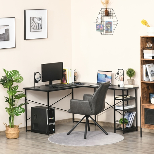 HOMCOM L-Shaped Home Office Desk Corner PC Table Computer Workstation