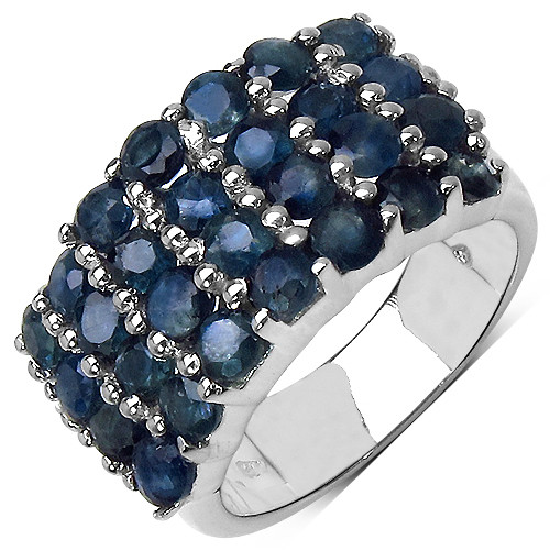 3.64 Carat Genuine Blue Sapphire .925 Sterling Silver Ring