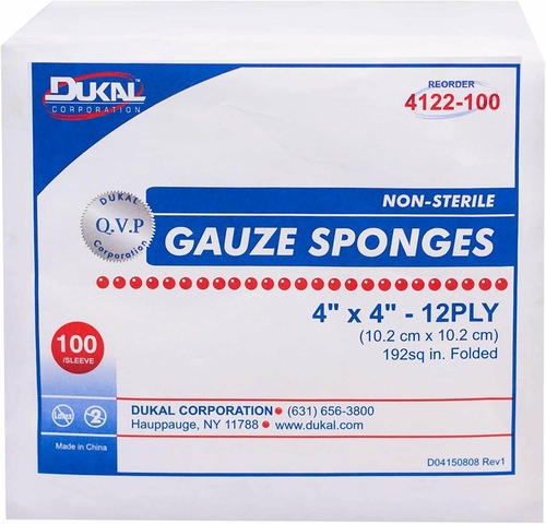 Gauze Sponges 4" x 4". Case of 2000 12-ply Gauze Dressings for Wound