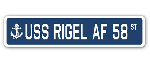 SignMission SSN-Rigel Af 58 4 x 18 in. A-16 Street Sign - USS Rigel AF