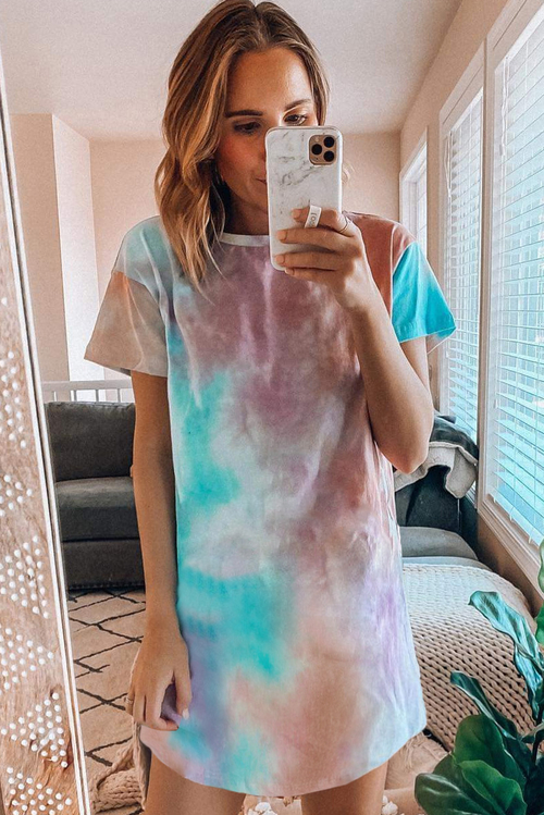 Ombre Multicolor Cotton T-shirt Dress