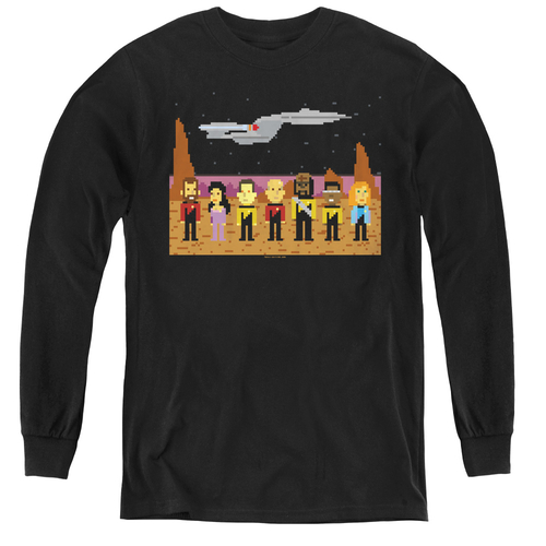 Star Trek & Tng Trexel Crew - Youth Long Sleeve Tee, Black - Large