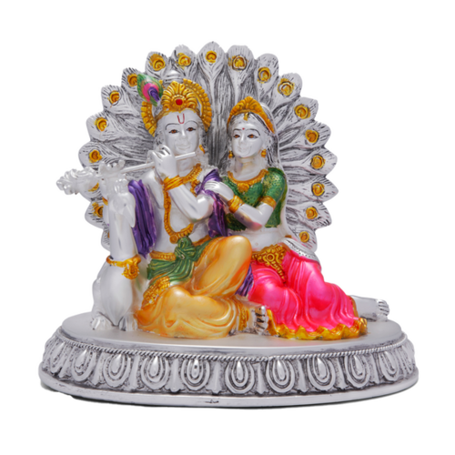 Radha Krishan sit together with flute statue (SIZE) 7x6 inch (COLOR)