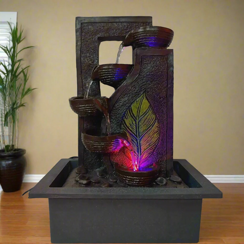 ALiLa Leaf Diya Waterfall LED Fountain for Home Decoration, Office,