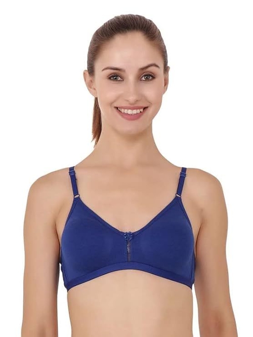 Full Coverage Women Non Padded Wired Free Bra, Blue Cup Size-B