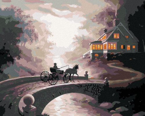 Zuty - Paint by Numbers - HORSE CARRIAGE AT THE HOUSE (D. RUSTY RUST),