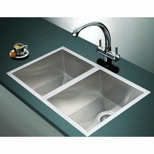 1.2mm Handmade Double Stainless Steel Sink with Waste - 770x450mm