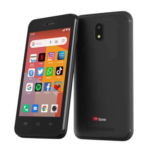 TTfone TT20 Black Dual SIM Smart Mobile Android GO with USB Cable