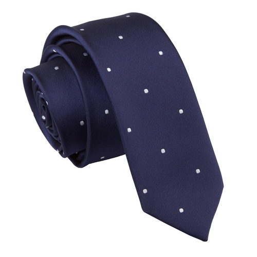 Pin Dot Skinny Tie - Navy Blue