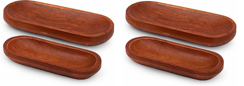 Wood Decorative Platter Brown pack of 2