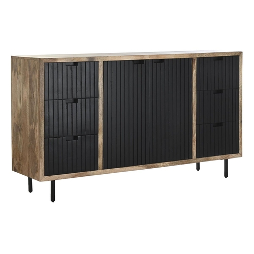 Sideboard DKD Home Decor Natural Black Metal Mango wood (160 x 40 x 90
