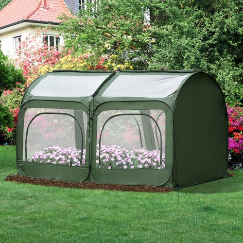 Outsunny 8' x 4' x 4' Portable Pop Up Mini Greenhouse with zippered