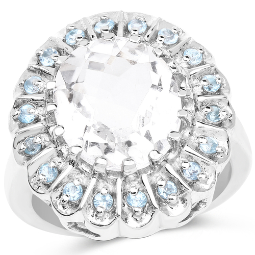 5.90 Carat Genuine Crystal Quartz and Swiss Blue Topaz .925 Sterling