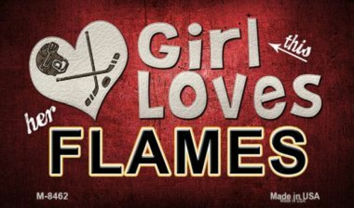 Smart Blonde M-8462 This Girl Loves Her Flames Novelty Metal Magnet