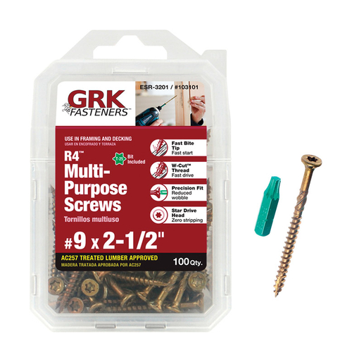 ITW 5011707 R4 No.9 x 2.5 in. Star Countersink Head Coated Steel Multi