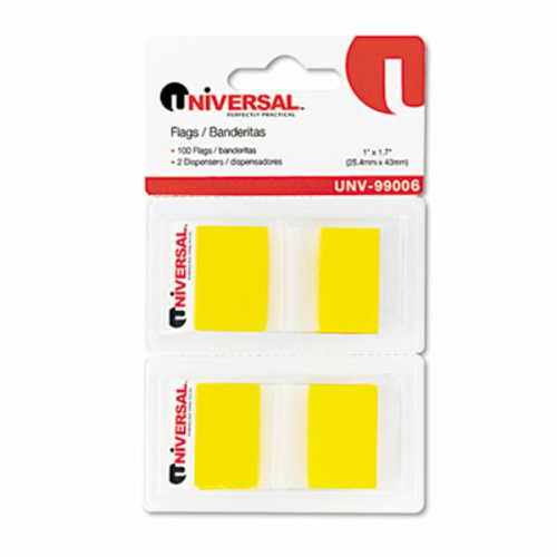 Universal 99006 Page Flags- Yellow- 50 Flags-Dispenser- 2 Dispensers-P