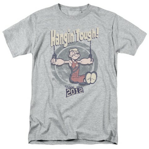 Popeye-Hangin Tough Short Sleeve Adult 18-1 Tee, Heather - Small