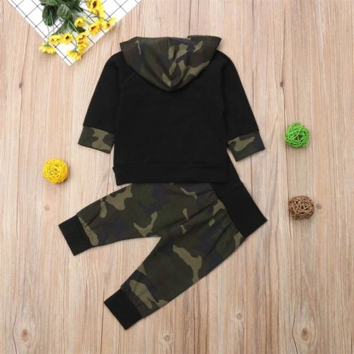 Baby 2Pcs Hooded Camo Clothes Sets Newborn Baby