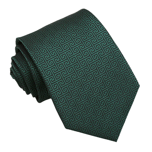 Greek Key Classic Tie - Dark Green