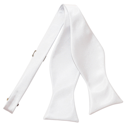 Plain Satin Self-Tie Bow Tie - White