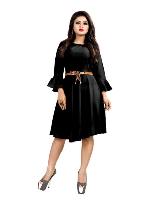 Black Color American Crepe Western Dress