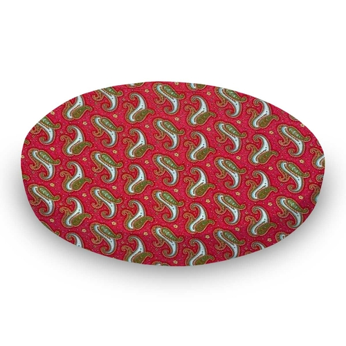 SheetWorld Fitted Round Crib Sheet - 100% Cotton Woven - Paisley Red,