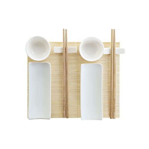 Sushi Set DKD Home Decor Bamboo Stoneware White Natural Oriental 28,5