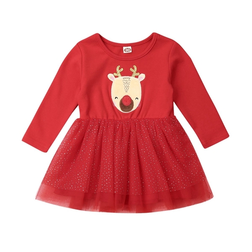 Christmas Toddler Infant Baby Girl Dress 1 4Y Xmas