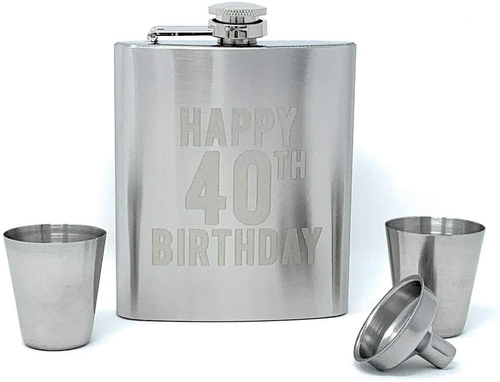 Personalized Flask Happy 40th Birthday Flask