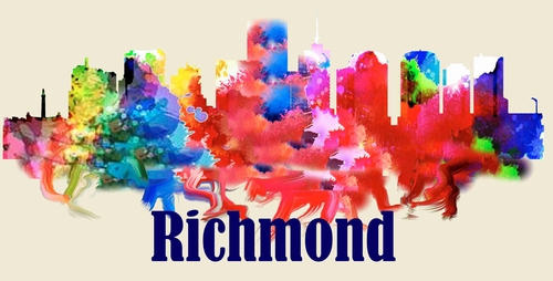 City Of Richmond License Plate Watercolor Art