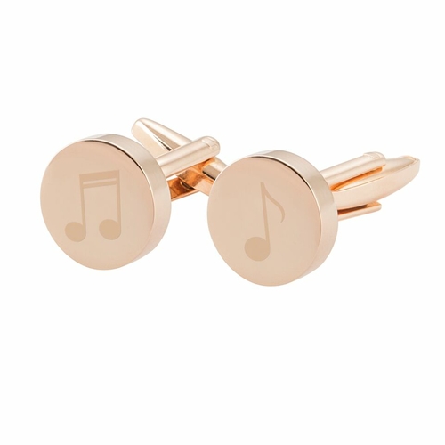 Cathys Concepts MUS-1091RG Music Notes Round Cufflinks, Rose Gold