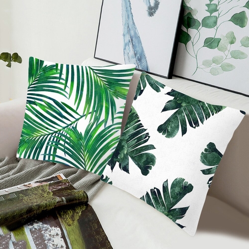 DIDIHOU 1pc Green Leaves Printing Pillowcase