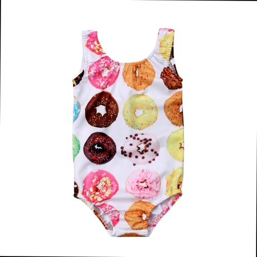 Little Girls Donuts Printing One piece Swimsuit