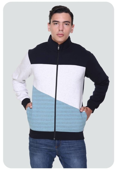 Men Full Sleeve (Color- Block Sweatshirt With Zip (Size-L)