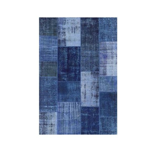 Vico Printed Hemp Patchwork Blue Rug