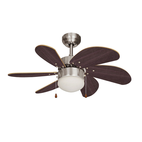 Ceiling Fan with Light EDM 33984 Aral Wengue nickel 50 W