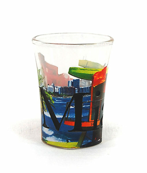 Americaware SGMIA04 Miami Full Color Etched  Shot Glass