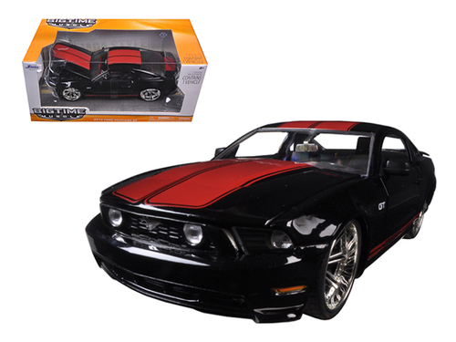 2010 Ford Mustang GT Black With Red Stripes 1/24 Diecast Model Car by