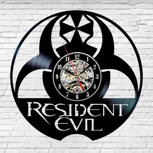 RESIDENT EVIL VIDEO GAME THEME HANDMADE VINYL RECORD WALL CLOCK