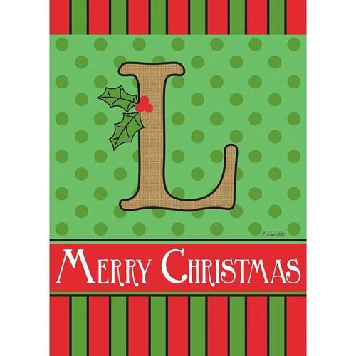 Magnolia Garden Flags 1657 13 x 18 in. Merry Christmas Monogram L Burl