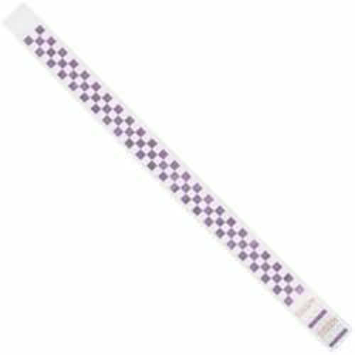 Tyvek WR103PL 0.75 x 10 in. Purple Checkerboard Wristbands - Case of 5