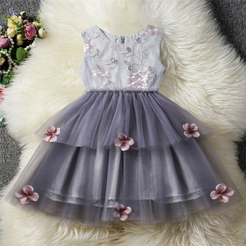 6M-5Y Kids Baby Girl Formal Embroidery Dress 3D