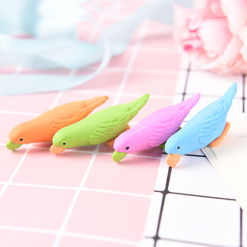 2 Pcs Lovely Parrot Modelling Eraser Kid