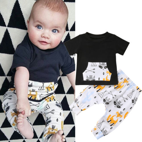 Newborn Kids Baby Boy Cartoon Outfit Clothes Short